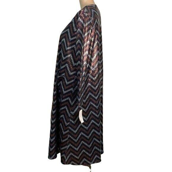 LulaRoe Womens Duster Cardigan Sarah Open Front Long Sparkling Metallic XS - Picture 4 of 10